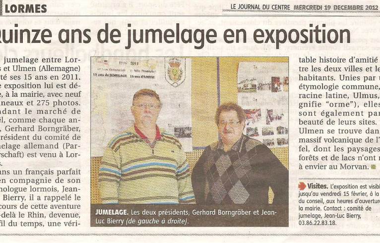 Quinze ans de jumelage en exposition