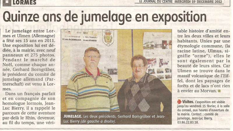 Quinze ans de jumelage en exposition