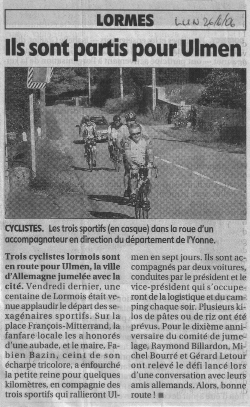 Les cyclistes sont partis pour Ulmen…