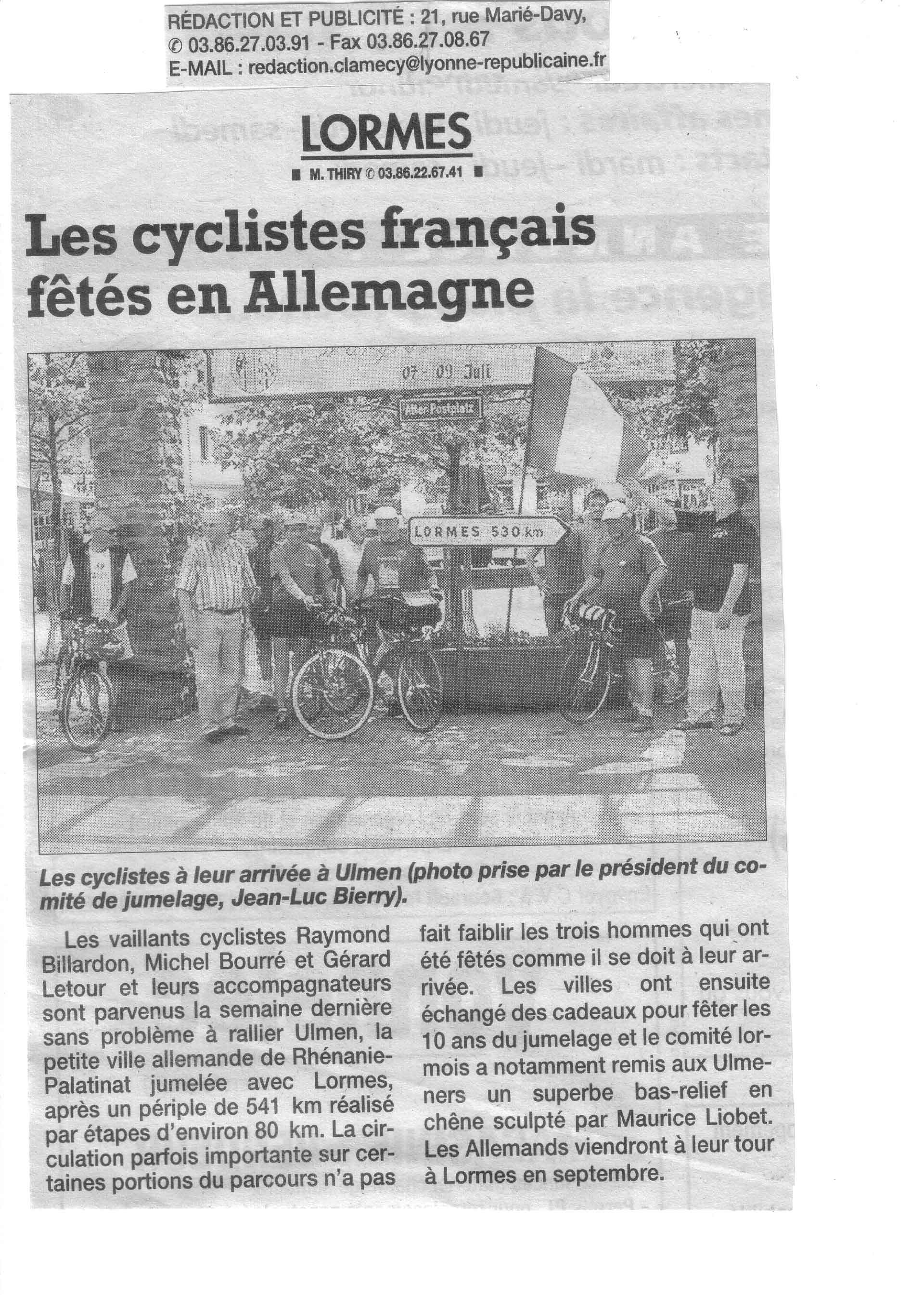 Les cyclistes français fêtés en Allemagne